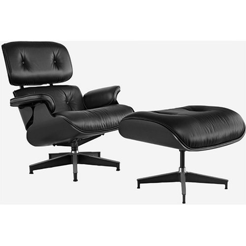 ������ Eames Style Lounge Chair & Ottoman Total Black Limited Edition