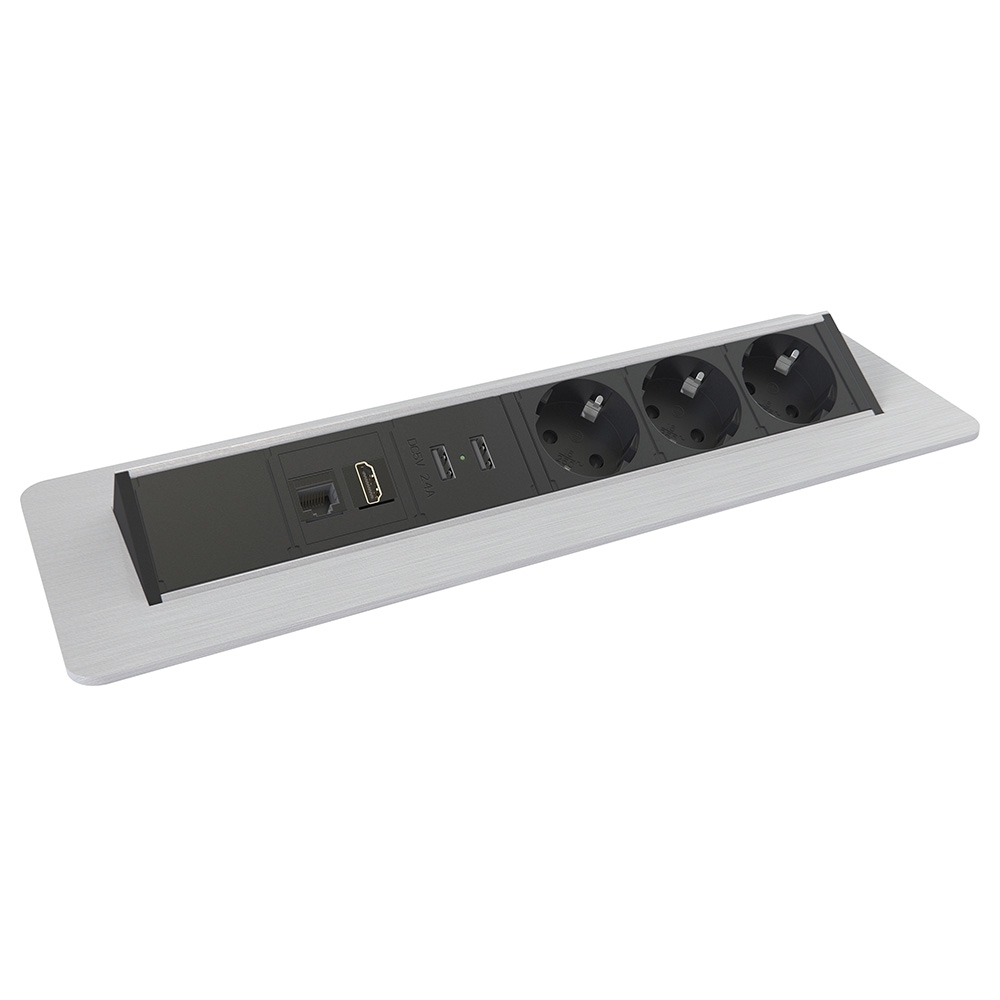 QUICKBOX ���� ����������, 3x220, 1�RJ45, 1�HDMI, 2xUSB Charge (5 �, 2.4 � max), �����������
