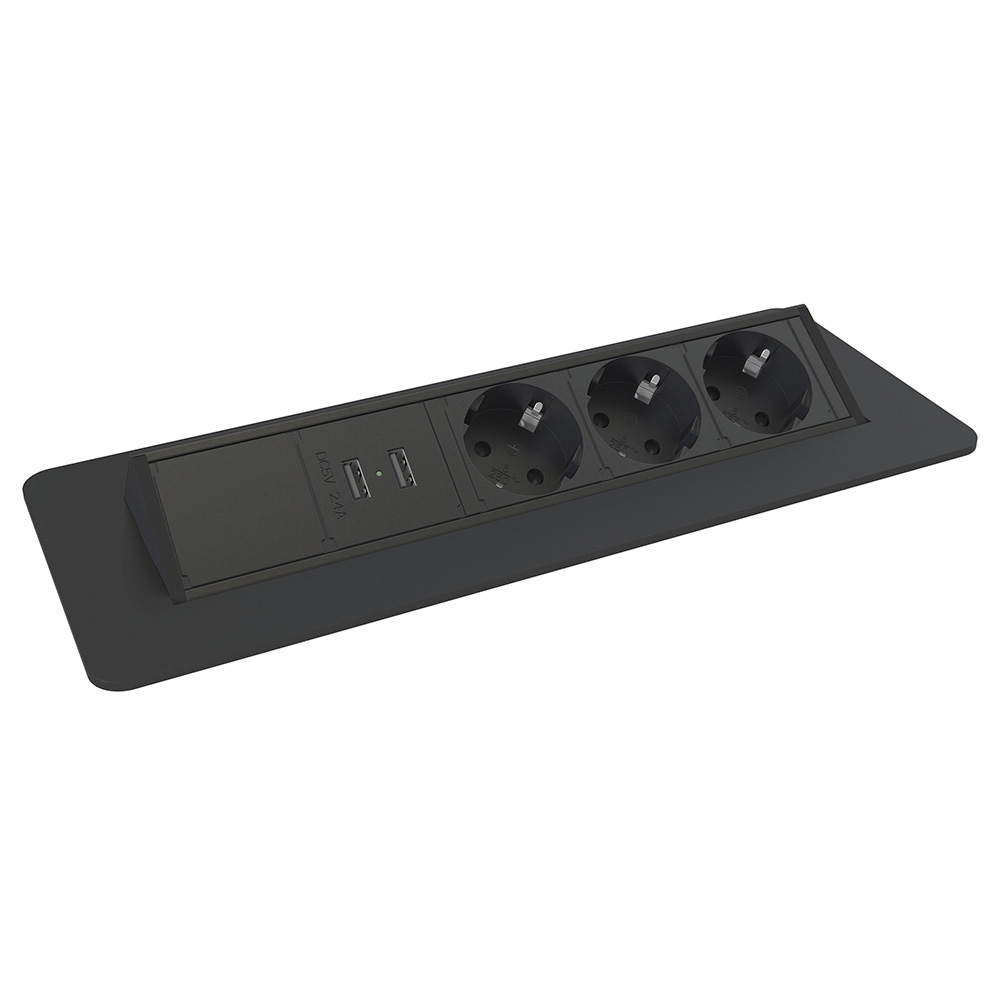 QUICKBOX ���� ����������, 3x220�, 2xUSB Charge (5 �, 2.4 � max), ������