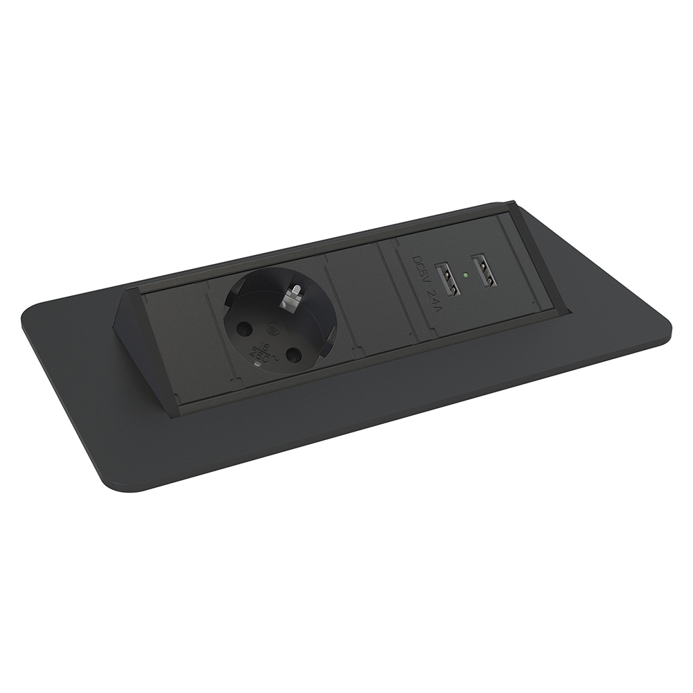 QUICKBOX ���� ���������� � 1x220, 2xUSB Charge (5 �, 2.4 � max), ������