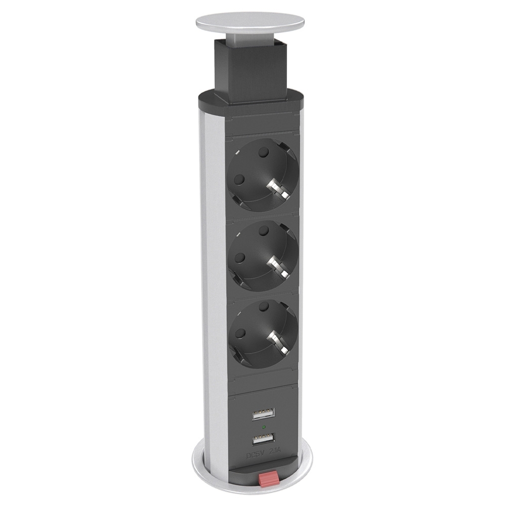 935-P63U ������������ ��������� ���������� ������� PopUP ����� Axessline � 3 ��������� � 2xUSB, ������